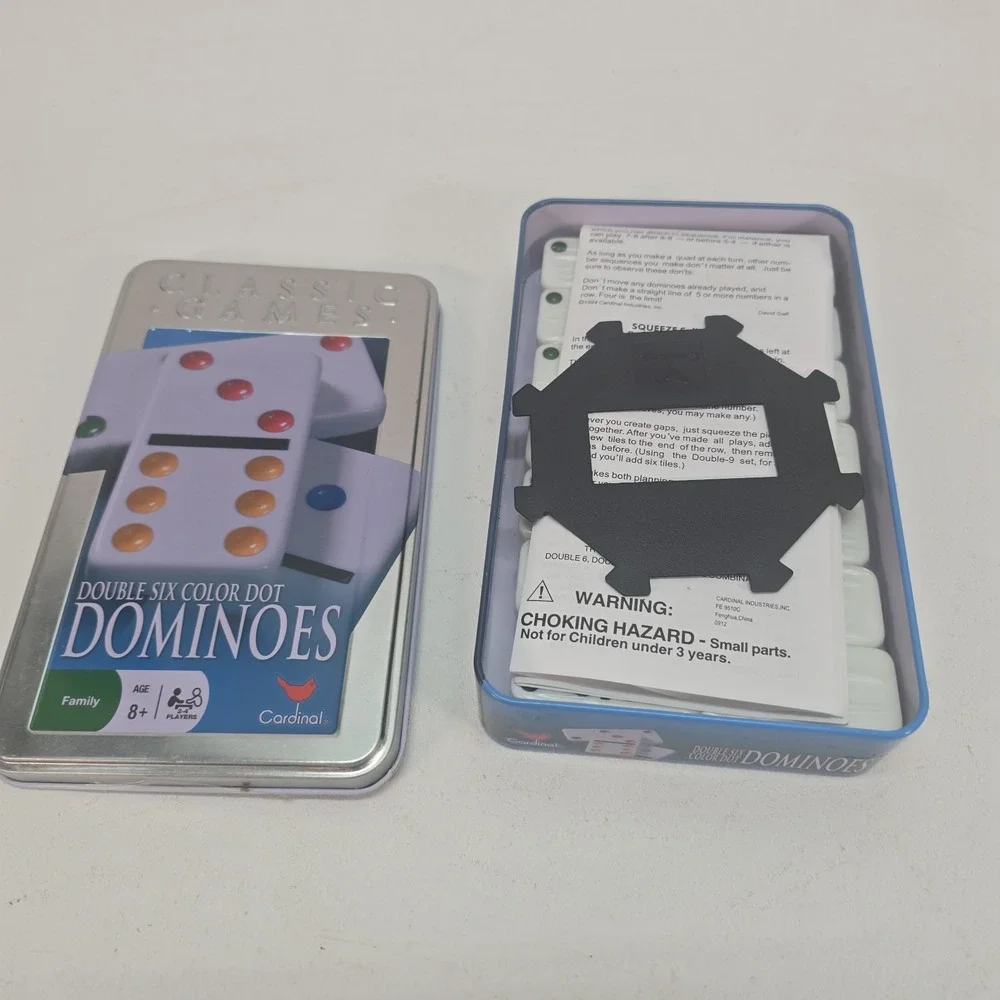 Jumbo Double Six Dominoes,  28  Size Color Dot Dominoes, White By Cardinal Nip